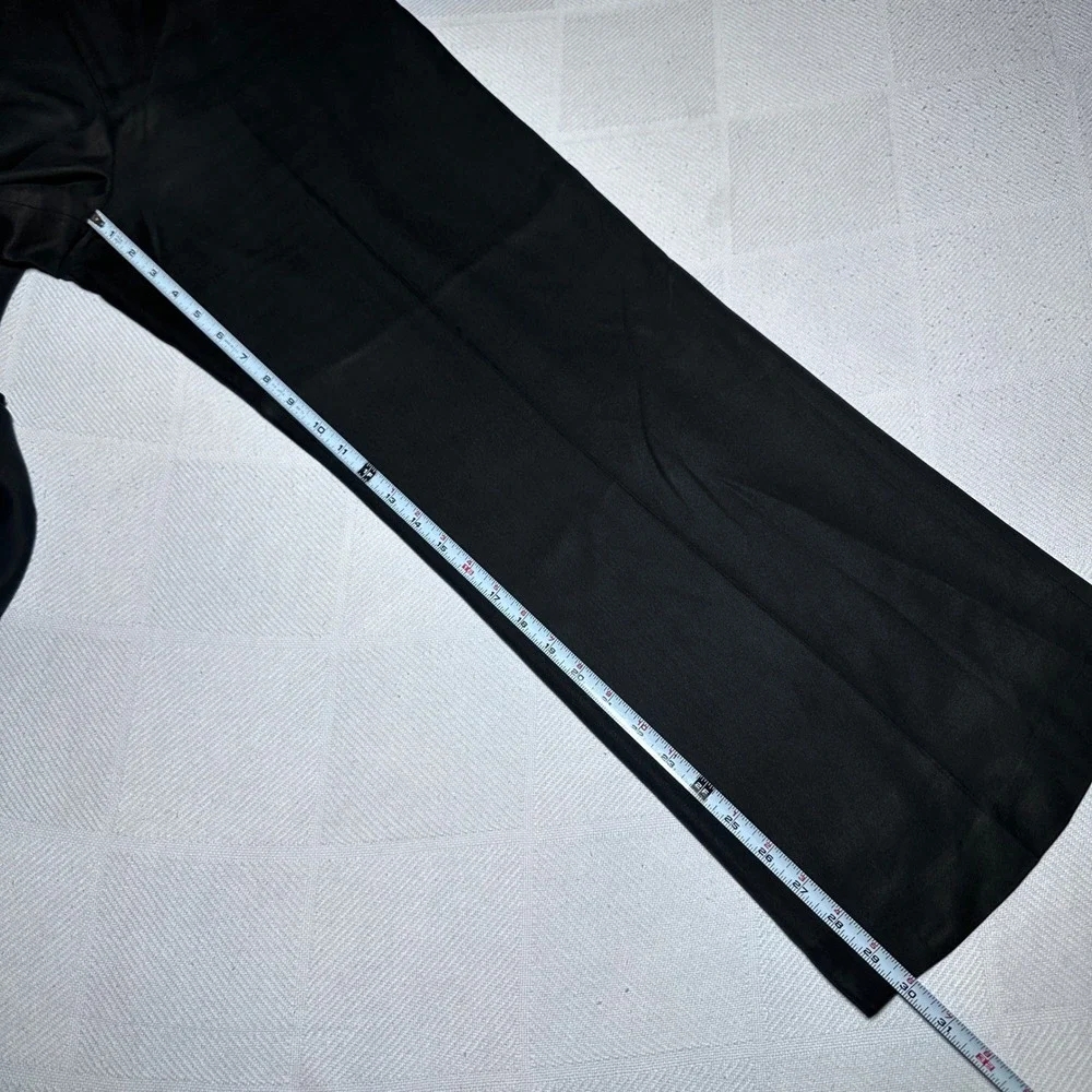 Lauren Ralph Lauren Wide Leg Trousers Women 14 100% Silk High Rise Lined Black